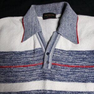 Vintage 60s Continental Striped Terry Cloth Hippy Polo Shirt